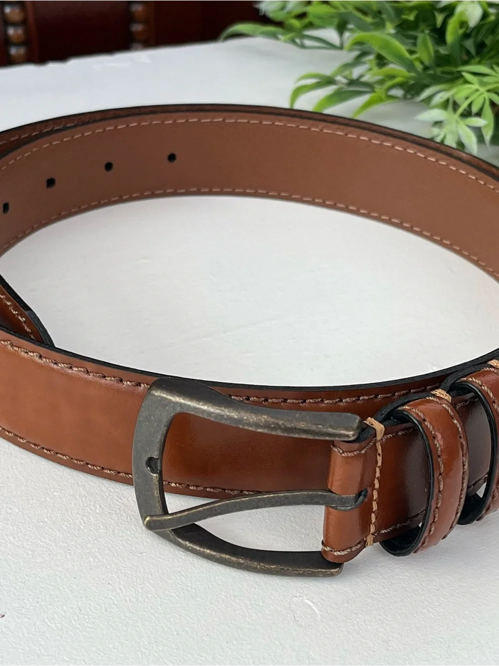 NWT Joseph Abboud Brown Genuine Leather Dress Belt Handcrafted in Italy Size 38